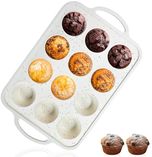 Irayin Mini Teglia Muffin Silicone, Stampo Muffin Silicone con Telaio di Rinforzo in Metallo, Rivestimento Antiaderente, per Muffin, Cupcake, Brownie, Budino, Pasticceria
