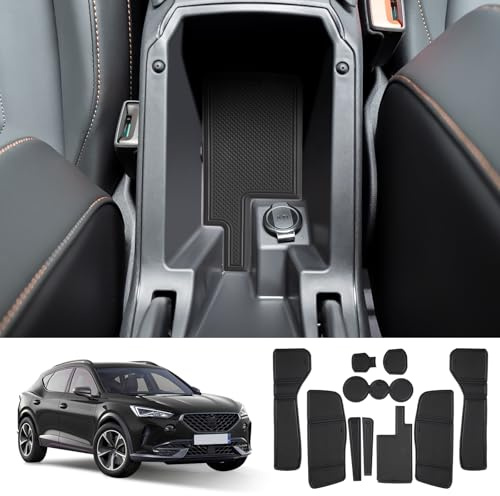 Coleya Antirutschmatten Kompatibel mit Cupra Formentor 2021-2024(Elektronische Automatik), Mittelkonsole Gummimatten Türnaht Matten Getränkehalter Matte, Formentor rutschfeste Matten (Schwarz)