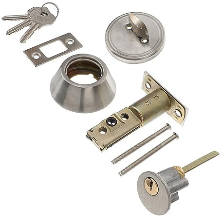 KONTONTY Serrure De Porte D'entrée à Clé Ronde En Acier Inoxydable Sécurité Renforcée Pour Porte Intérieure Installation Facile 1 Ensemble