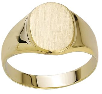 JC Schmuck Echt 585 Gold Damen Ring Siegelring Oval Schmuckring Ovale Form schlichtes Design in Gelbgold Größe wählbar Schmuck für Frauen Unisex | Made in Germany I 8706
