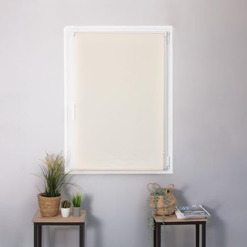 MADECOSTORE Rollo, lichtdurchlässig, ohne Bohren, cremefarben, L 110 x H 170 cm