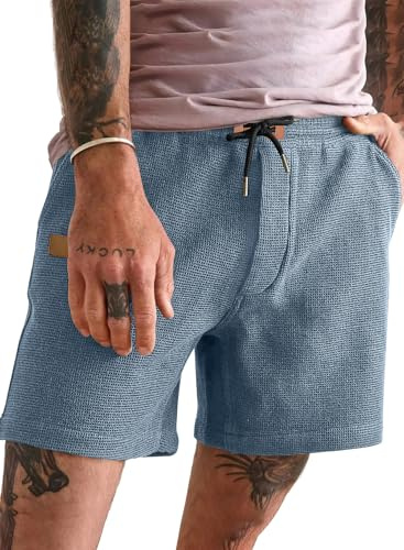 JMIERR Kurze Hosen Herren Waffel Sommer Shorts Herren Freizeit Stretch Elastische Taille mit Taschen