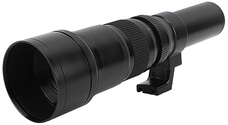 Lente Fija Teleobjetivo, Aleación de 500 Mm con Revestimiento MC y Lente Teleobjetivo de Enfoque Manual de Vidrio óptico F6.3 para Lente con Montura EF (Black)