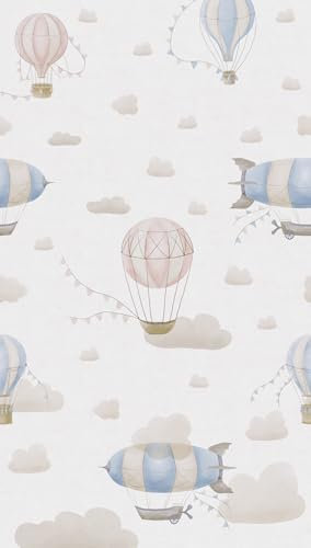 A.S. Création Papier peint pour chambre d'enfant Lilly & Luis - Papier peint photo résistant à l'aspect nuageux - 1,59 m x 2,80 m - Bleu, crème, rose - Fabriqué en Allemagne - 770611