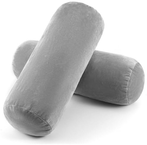 Lnngub 2 Stück Langer Nackenrollenbezug, 40x15cm Grauer Nackenkissenbezug Abnehmbarer Kissenbezug mit Reißverschluss Zylindrischer Kissenbezug für Kissenrollen aus Memory-Schaum und Nackenkissenrollen
