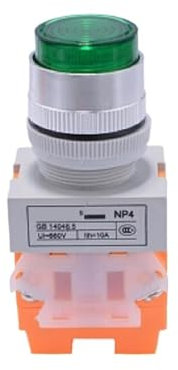 Aparato eléctrico NP4 pulsador alto iluminado NP4-10DN verde 220V LED 710342400001497