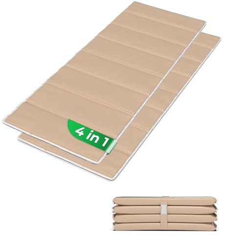 StarK 4in1 Strandmatte Wasserhängematte für Pool und Strand - Faltbare Camping Isomatte 190cmx60cm - Gepolsterte Auflage für Gartenliege-Bequeme Sonnenliegen Auflage (Beige-Sand 2er Set)
