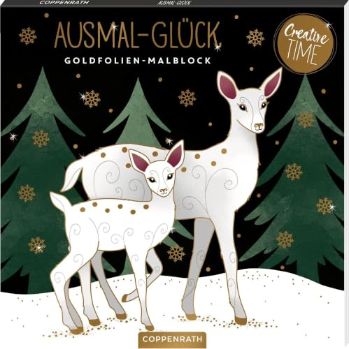 Ausmal-Glück Goldfolien-Malblock: Magic Winter: Kreative Beschäftigung mit 24 zauberhaften Motiven, 12 veredelt mit funkelnder Goldfolie