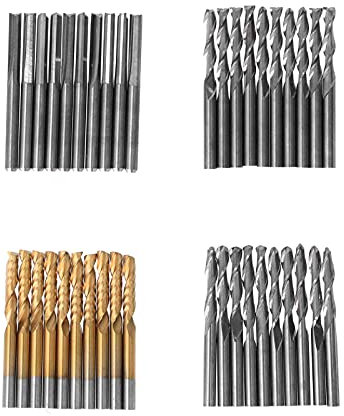 40Pcs Milling Cutter Set, 1/8in Shank Router Bits Cutter Milling Carving Bit for Wood Aluminum with Flat Ball Nose Spiral Straight Cutters