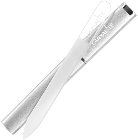 Kristallglas Nagelfeile - CANVALITE Professionelle Doppelseitig Geätzte Glasnagelfeilen Zum Formen Der Naturnägel Und Kunstnägel Maniküre Pediküre Nagelpflege Geschenkset (Klar Rund)