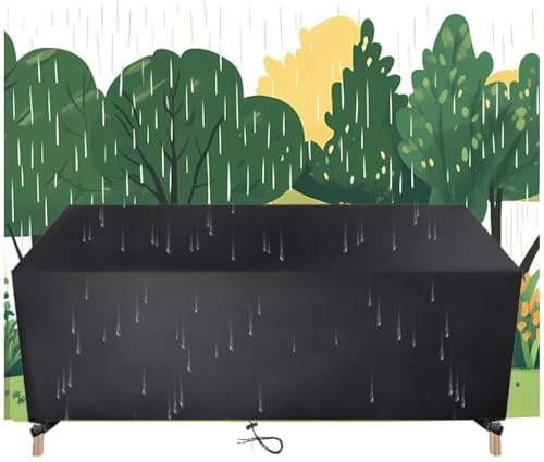 Copertura da Tavolo da Giardino Impermeabile Copertura per Mobili da Giardino 125x90x50cm/LxPxA 420D Telo Oxford Mobili Esterno Copritavolo Rettangolo Telo Tavoli E Sedie Da Cortile Anti-UV