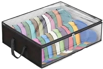 HESHUWEN Sombreros Caja Sombrerera Plegable de Gran Capacidad con Capacidad for 40 Sombreros, Ideal for dormitorios.(Noir)