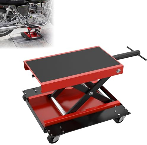 LZQ Motorradhebebühne Motorradheber mit Rollen Rangierhilfe, bis 500 kg belastbar, höhenverstellbar Rangierhilfe, für Motorrad, ATV & Quad, Motoständer & Montagebock, Garage & Außenbereiche
