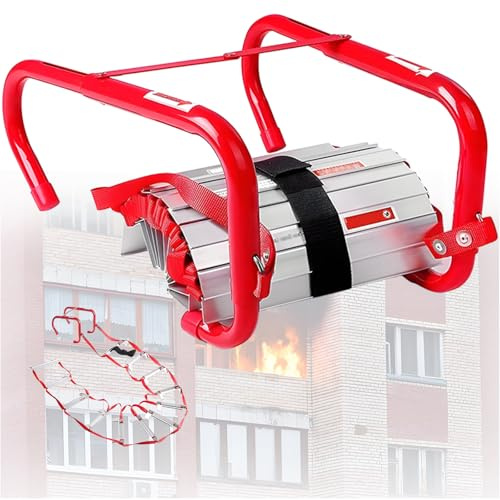 KPOUYYDS Fire Escape Ladder Portable Emergency Fire Ladder with Reusable & Anti-Slip 2-4 Story Collapsible Emergency Ladders for Hotel School Office Residential Building Rescue 7.5M/24.6FT