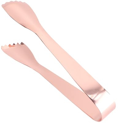 IWOWHERO Multifunctional Stainless Steel Kitchen Tongs Rose Gold BBQ Grill Clamp for Serving Food Ice Cubes Bread Compact Easy to Hold and Wash Portable Cooking Accessory for Outdoor and