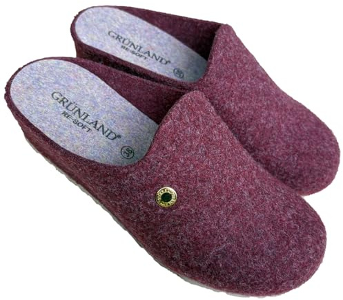 GRUNLAND pantofole ciabatte invernali LANASOFT donna pantofole lana e sottopiede RE-soft caldo in feltro (mosto, 37, Sistema Taglie Calzature EU, Adulto, Donna, Numero, Media, 37)