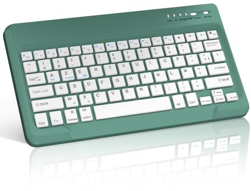 FOGARI Clavier Tablette Bluetooth 12 Pouces - AZERTY Français Clavier Léger Fin Keyboard pour iPad Pro Samsung Galaxy Redmi/XiaomiPad HuaweiPad HonorPad Fire HD, pour Android/iOS, Vert Foncé
