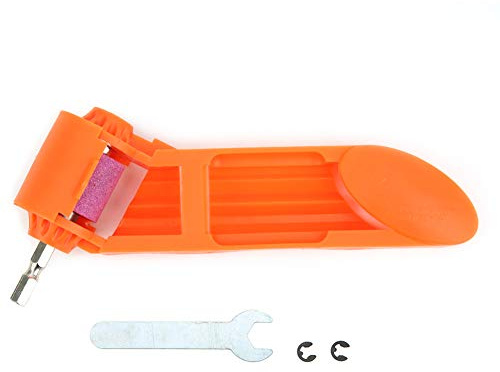 Portable Drill Bit Sharpener for Straight Shank Twist Drill Bits - Electric Grinding Machine with 100 Grit Brown Corundum Wheel - Power Tool for Iron Bits - Orange (Orange)