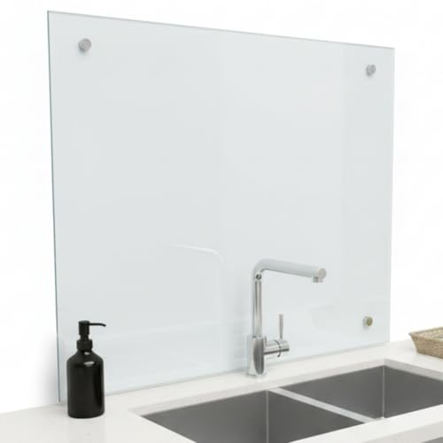 Mucola Küchenrückwand Glas Spritzschutz Herd 100x60 cm 6 mm ESG Klarglas | Gehärtetes Sicherheitsglas, temperaturbeständig, schlagfest, polierte Kanten, 4 vorgebohrte Löcher, inkl. Montageset