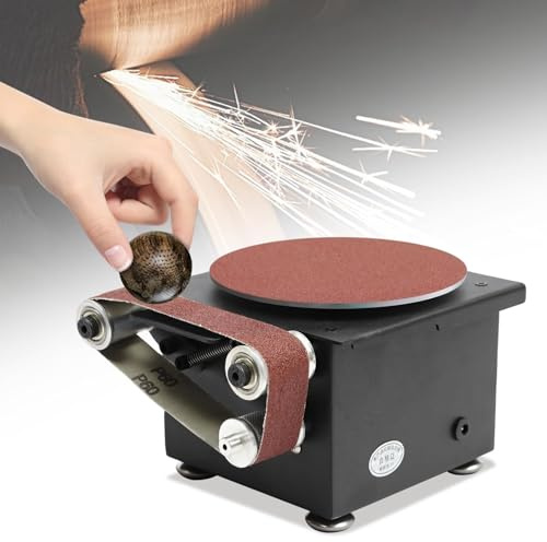 Electric Belt Bench Grinder Mini Disc Sander 6-Inch 7 Adjustable Speeds Up to 8000 RPM for Polishing and Sanding Knives and Scissors