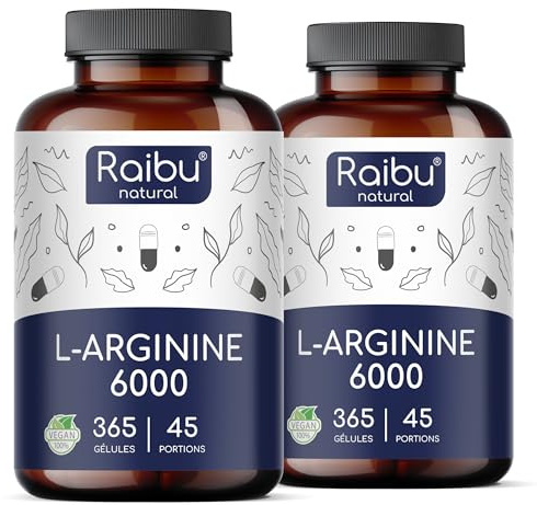 L-Arginine - 730 Gélules Végétaliennes - 6000 mg de L Arginine HCL Pure (dont 4976 mg Pure) par Dose Journalière - Supplément Fortement Dosé & Testé en Laboratoire (Lot de 2)