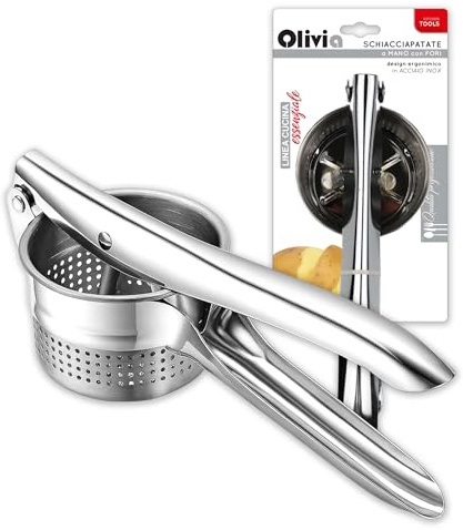 IPEA Professionell potatismosare i rostfritt stål för att krossa potatis, grönsaker och frukt - modern design - Ergonimiskt handtag - Köksredskap för mosad - Grönsaks- och morotpress
