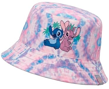Disney Lilo och Stitch Bucket Hat för Flickor, Angel och Stitch Sommarhatt för Flickor, Barnkeps för Sommaren, Rosa, One Size
