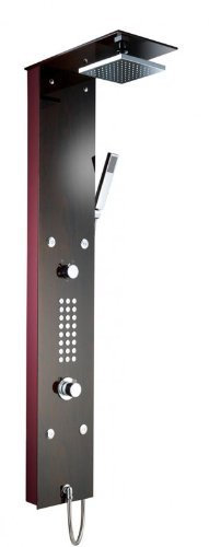 XXL Glas Duschpaneel Mahagoni mit 4 Massagejets Thermostat