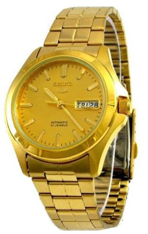 Seiko SNKK98 Herren-Armbanduhr, Armband aus Edelstahl, goldfarben, Armband
