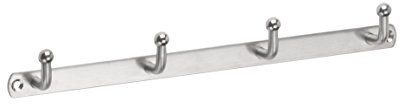 Metafranc Hakenleiste 310 mm – Edelstahl – 4 Haken – Wandhaken | Neutrale Optik – Zur Wandmontage – oder Küche – Handtuchleiste – Wand-Garderobe – Handtuchhalter – 4 Haken – Ideal oder Küche