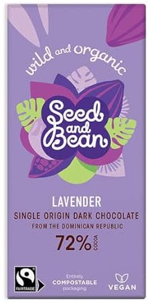 Organic Seed & Bean Company | 72% Dark Choc & Lavender | 8 x 85G