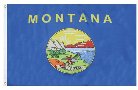 AZ FLAG Drapeau Montana 150x90 cm Polyester Léger 2 Œillets | Usage intérieur Drapeau décoratif de l'état américain du Montana coutures doubles et bords renforcés avec œillets métalliques