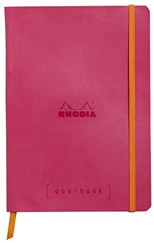 RHODIA 117752C - Notebook Bullet Journal Goalbook Raspberry A5 14.8x21 cm - Dotted - 240 pages - Ivory 90g/m² paper - 2 Ribbons, Elastic closure - Leatherette