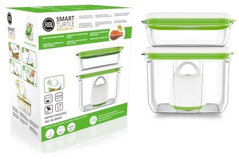 FOSA BARCELONA MIDI-STARTER-set 3-delad – BC30020 – Smart vakuum matförvaring – vakuumpump turtle inklusive batterier 2 fyrkantiga förvaringsbehållare