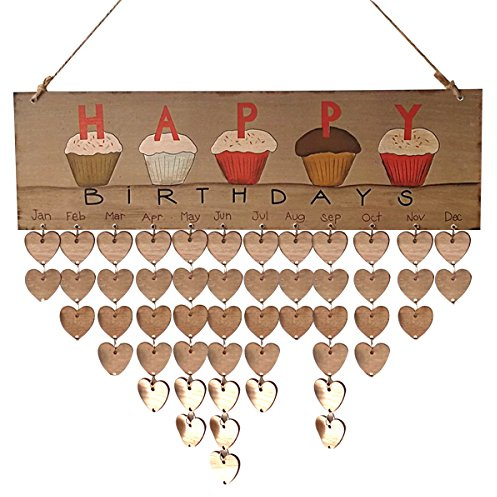 ULTNICE Hölzerne Kalender hängen Geburtstagskalender Festival Erinnerung Familie Plaque für Home Party Decor