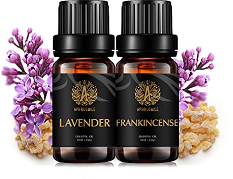 Aphrosmile 100% reines Weihrauch & Lavendel ätherisches Öl Set für Kerzenherstellung, Haus, Aromatherapie, Diffusor, Massage - 2x10ml