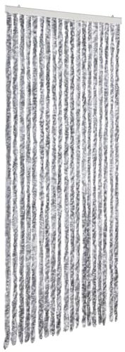 vidaXL Flauschvorhang Türvorhang Fadenvorhang Vorhang Tür Camping Insektenschutz Fliegenschutz Wohnwagen Wohnmobil Chenille 56x185cm Weiß Grau