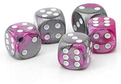 W6 Würfel Silber pink/weiß - Made in Germany! - 5Stk