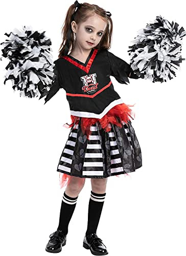 Spooktacular Creations Zombies Cheerleader Kostüm für Mädchen – Gruseliges, geistloses Cheerleader Kostüm für Halloween