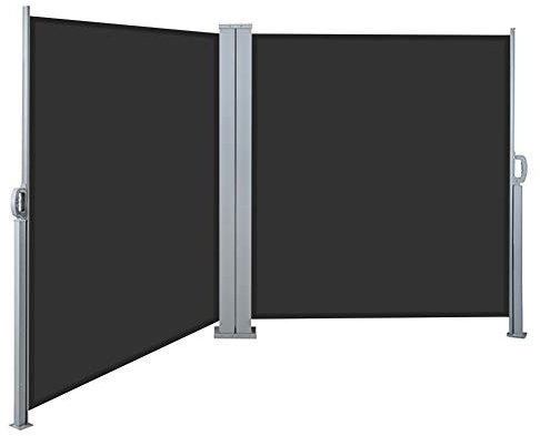 DKIEI Side Awning Retractable Garden Canopy Outdoor Privacy Screen Patio Windbreak UV-resistant & Privacy Protection for Patio Balcony Terrace Shelters Gazebos, Grey, 6X1.8M