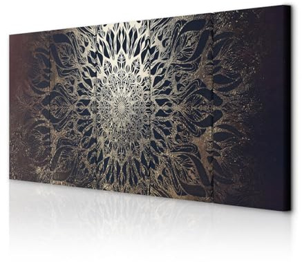 decomonkey Bilder Mandala 150x60 cm 5 Teilig Leinwandbilder Wandbild Orient | Bild auf Leinwand, Kunstdruck, Wanddeko, Wohnzimmer, Wanddekoration, Abstrakt, schwarz