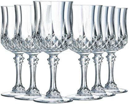 Cristal D'Arques Juego de 6 copas de vino de 17 cl de Kwarx Q7103, brillante, transparente y alta resistencia, molduras icónicas, fabricadas en Francia