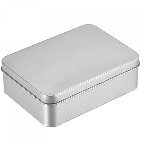 sourcing map Rostfrei Metalldöschen Metall Blechdose Metalldosenbehälter Weißblech Behälter mit Deckeln 4.92x3.54x1.57 Silberton