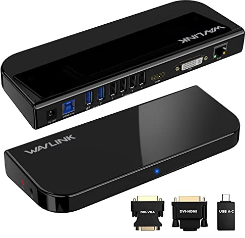 Wavlink 13-in-1 USB-C Docking Station, Dual Monitor USB 3.0 Hub für MacBook M1/M2, Thunderbolt 3/4, Windows (2X HDMI/DVI/VGA, Gigabit LAN, 6X USB, Audio) – Universeller Laptop Dock