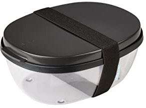 Mepal - Ensaladera Ellipse - Fiambrera para Ensaladas con Varios Compartimentos - Bento Box para Ensaladas sobre la Marcha - Comida Sana y Estilo de Vida - 1300 ml + 600 ml - Nordic black