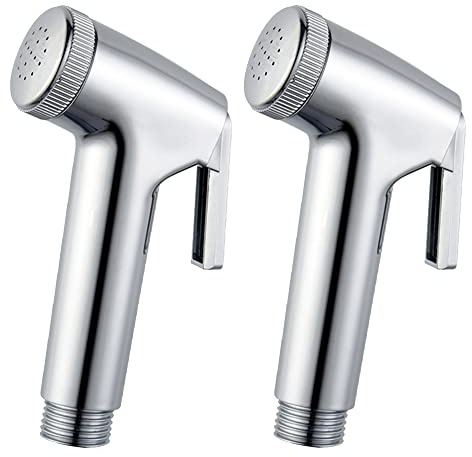 2 Pcs Hand Held Bidet Sprayer Shower Wall Mounted Silver for Personal Hygiene Shower Bathroom WC