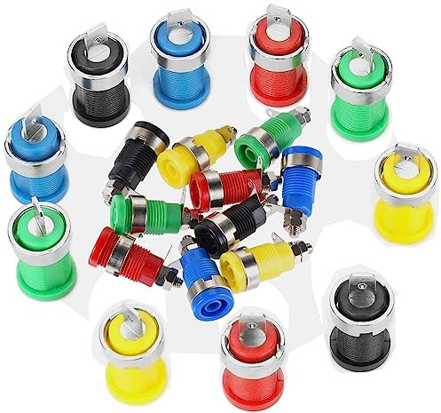 GTIWUNG 20 Stücke 4mm Bananenbuchse Klinkenbuchse Jack für Panel Montage Prüfspitzen, Einbaubuchse Bananenstecker Lautsprecher Stecker 4,0mm Sicherheitsbuchse, 2 Spezifikationen, je 10