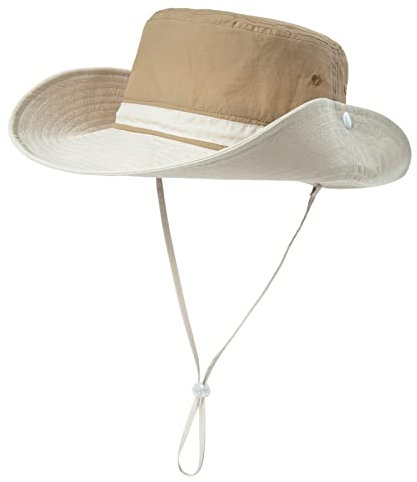 Comhats Herren Sonnenhut mit UV-Schutz, Outdoor Fischerhut, faltbar, Damen Wanderhut, Unisex Buschhut, Sommerhut, Hiking, breiter 50+ Boonie, Gartenhut, Tropenhut, wasserdicht Khaki M/L