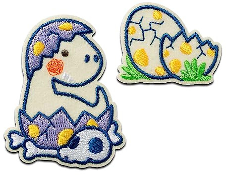Mono-Quick Dino Set 2tlg. Blau Tier - Aufnäher, Bügelbild, Aufbügler, Applikationen, Patches, Flicken, zum aufbügeln, Größe: 5,3 x 4,2 cm