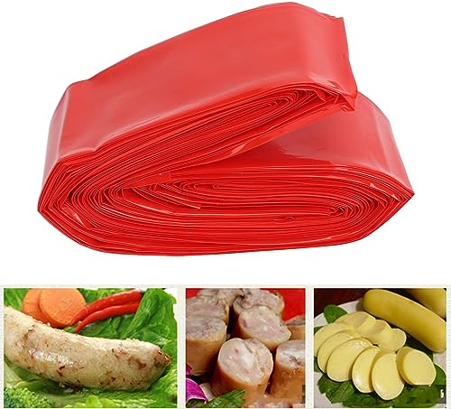 Tnfeeon Boyaux à Saucisses en Plastique, Non Comestibles, Résistants aux Hautes Températures, pour Jambon et Saucisses Faits Maison